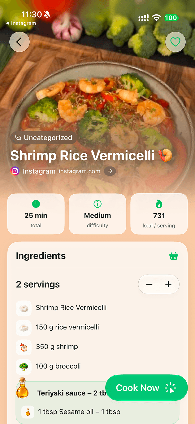 iRecipes recipe screen