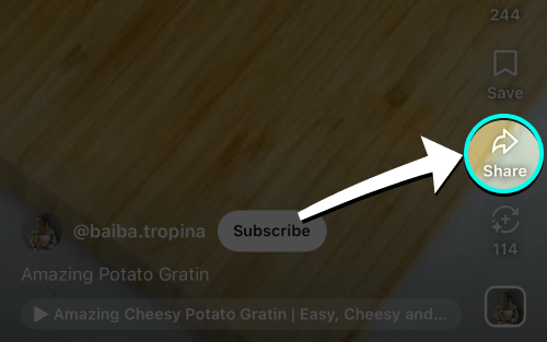 YouTube Share button
